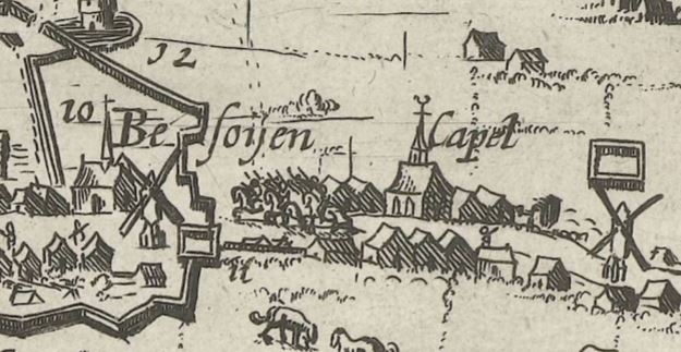Besoijen en Capelle met ruiterij (bron: Het leger inde Lange-straet, 1625. Rijksmuseum RP-P-OB-81.105, detail. Publiek domein)