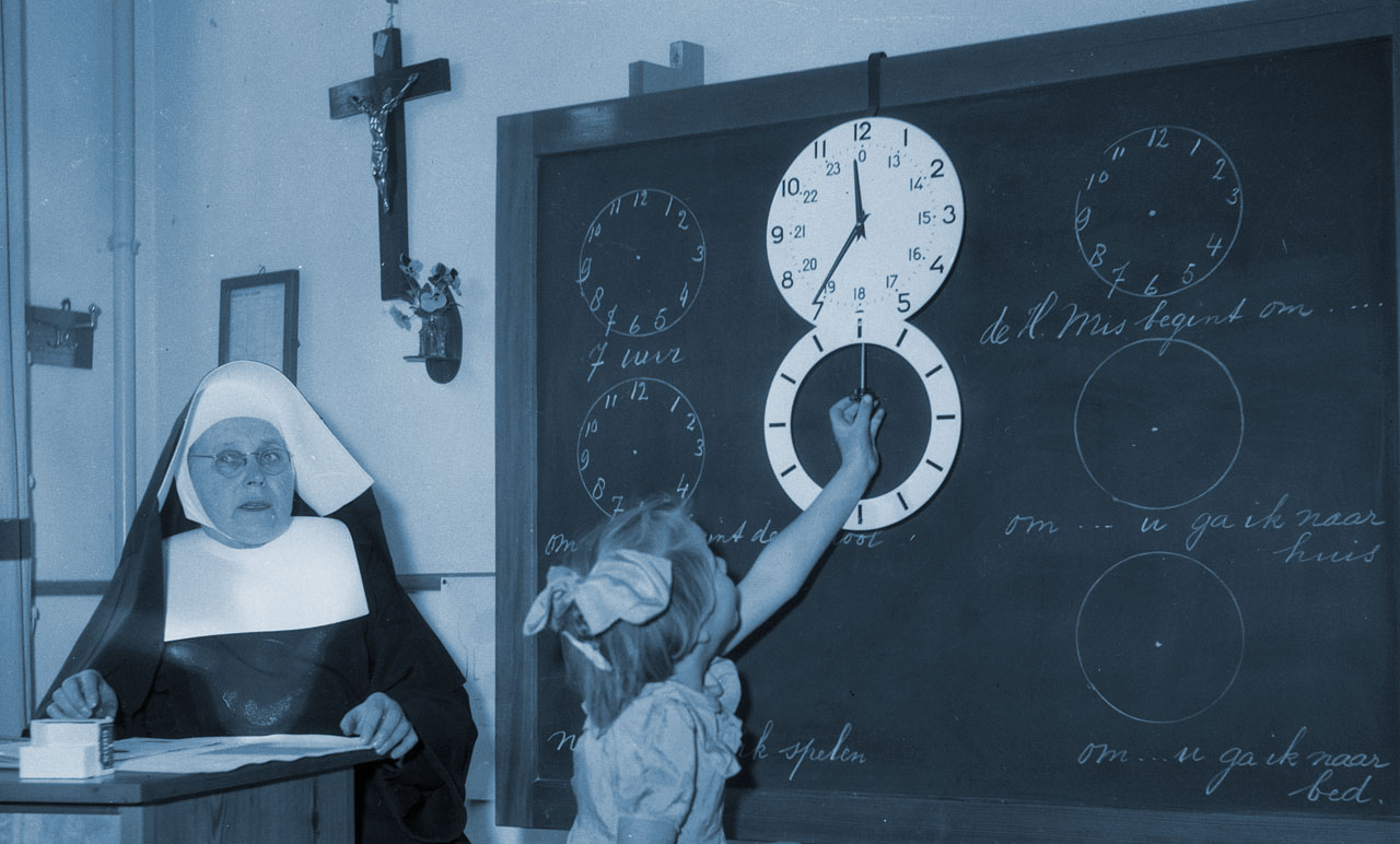 Klok kijken lagere school. Volkel, 1955.
