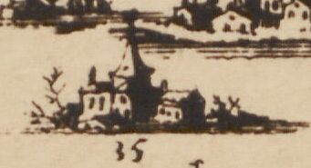 Detail uit kaart uit 1741: 328 Derde plaat der overstroominge inhoudende het Rijk Nimweegen strekkende van de Steede Emmerik tot Thiel beneevens de Meijerije van de Bos etc. met alle desselfs doorbraken in 't jaar 1740 en 1741, seer naauwkeurig na het leven afgebeelt (herdruk); hierop zijn vermeld een aantal dorpen in het kwartier van Oss, (1741) 20e eeuw