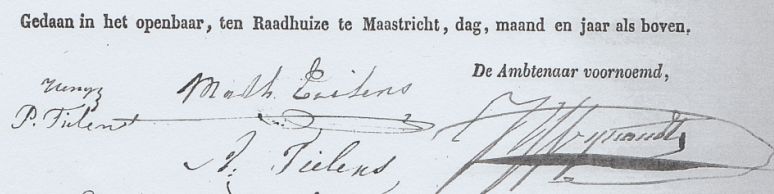 handtekening JBJ Hengst onder z'n tweede huwelijksakte met Ida Tielens, later de ouders van oa CFJH Hengst