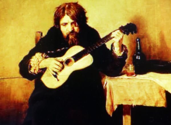 De eenzame gitarist, schilderij dat Vasily Perov (1833-1882) maakte in 1865. Uit de collectie van het Russisch Museum te Sint Petersburg.