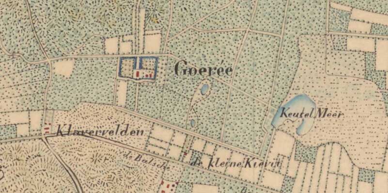 Landgoed Goeree op een kaart uit 1840 (Bron: Nationaal Archief NL-HaNA_4.TOPO_9.176)