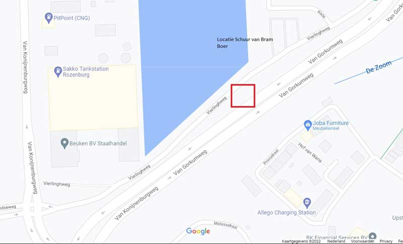 Locatie van de schuur op de kaart (bron: Google Maps)