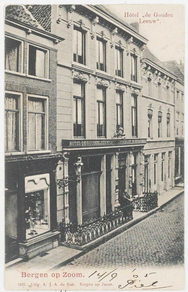 Hotel De Gouden Leeuw, c. 1894 (uitg. A.I.A. Kok. Bron: West-Brabants Archief, totonummer SFOT059)