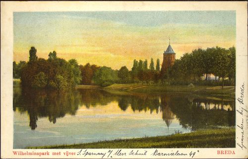De watertoren en het Wilhelminapark, 1918 (bron: Stadsarchief Breda)