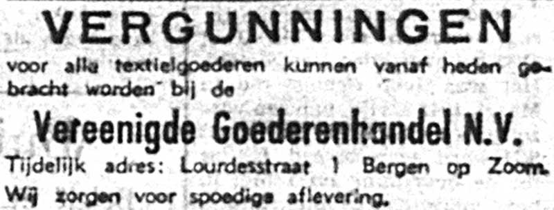 Advertentie in het Brabants Nieuwsblad, 19 juni 1945