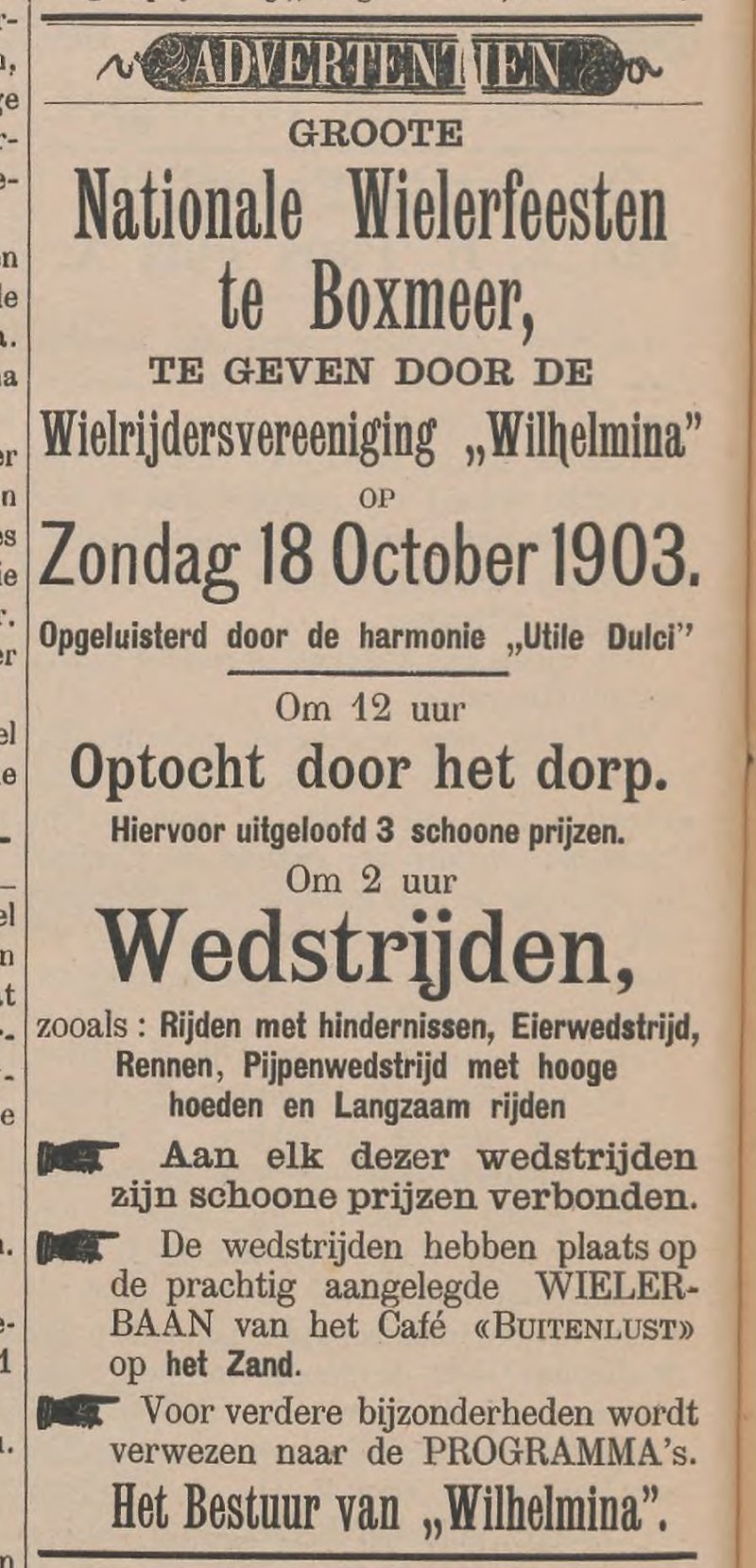 Bron: Boxmeersch Weekblad van 10 oktober 1903