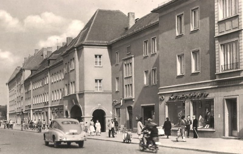 De Leipzigerstrasse in Eilenburg na de oorlog.