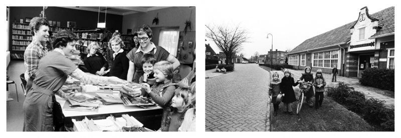 Links: Kinderboekenweek 1976. Rechts: de bibliotheek in 1977. Foto's: © Johan van Gurp. Bron: Stadsarchief Breda JVG19761013020 en JVG19771229025