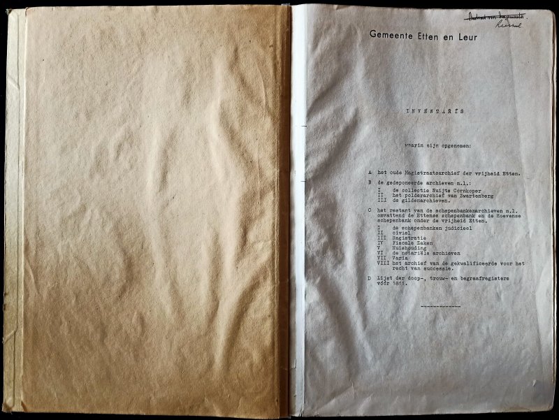 Inventaris Archief Etten-Leur (Bibliotheek Cor Kerstens)