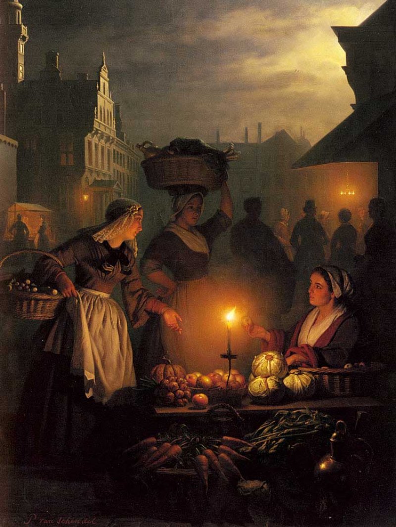 Negentiende-eeuws marktafereel (Wikimedia Commons)