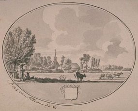 Maas van Altena, dorpszicht Babilonienbroek, 18e eeuw. Foto: Brabant Collectie, THA, B11/010 (1)