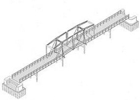 Reconstructietekening van de eerste, dubbele ophaalbrug. Klik voor een groter beeld.