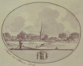 Maas van Altena, dorpsaanzicht Veen, 18e eeuw. Foto: Brabant Collectie, THA, V20/010 (1)
