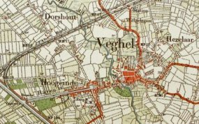 Veghel op een kaart uit 1895