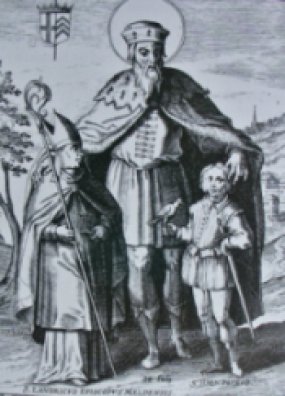 de heilige Vincentius met zijn twee zonen; links de heilige Landericus als bisschop