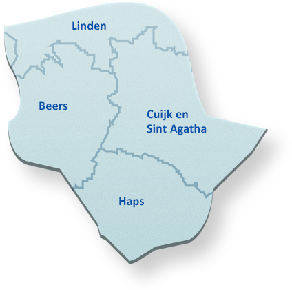 De voormalige gemeenten in Cuijk
