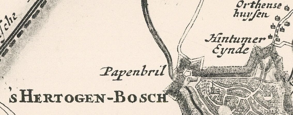 Papenbril op een kaart Meierij van Den Bosch 1741
