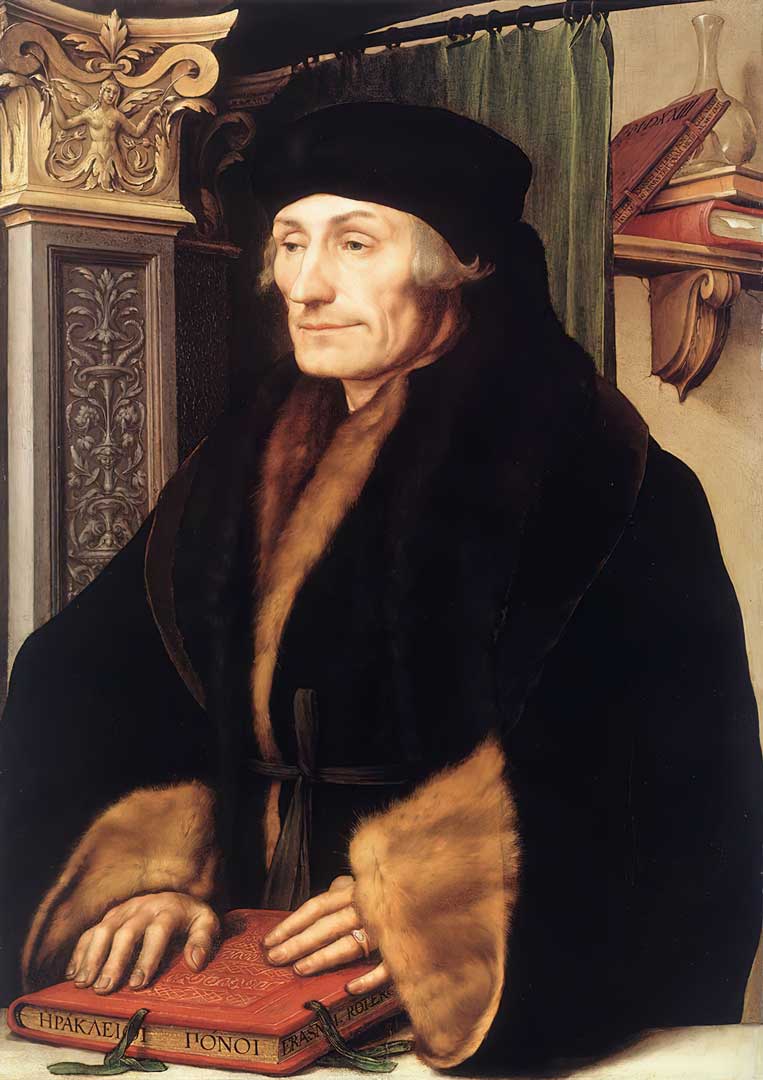 Erasmus, door Holbein (bron: Wikimedia Commons; publiek domein)