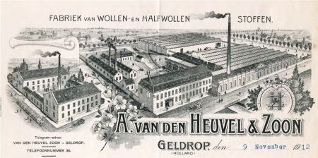 A. van den Heuvel & Zoon. Fabriek van wollen en halfwollen stoffen, 1912 (bron: RHCe)