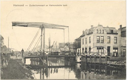 Zuid-Willemsvaart met ophaalbrug, 1890-1910 (uitgever: J. de Reijdt, bron: Regionaal Historisch Centrum Eindhoven) 