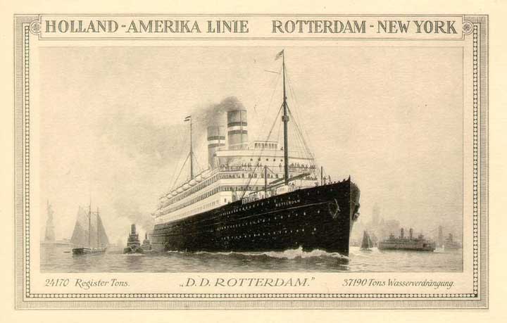 De SS Rotterdam IV van de Holland Amerika Lijn, 1908 (Wikimedia Commons, publiek domein)