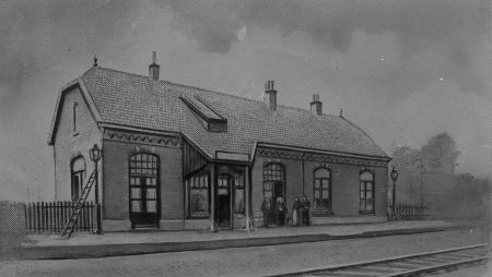 Tekening van Stationsgebouw Liempde, gelegen aan het Duits Lijntje van Boxtel naar Wesel (Duitsland)