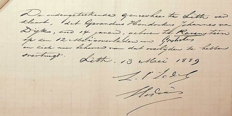 Eerste doodsbriefje dr. Ledel, 1889