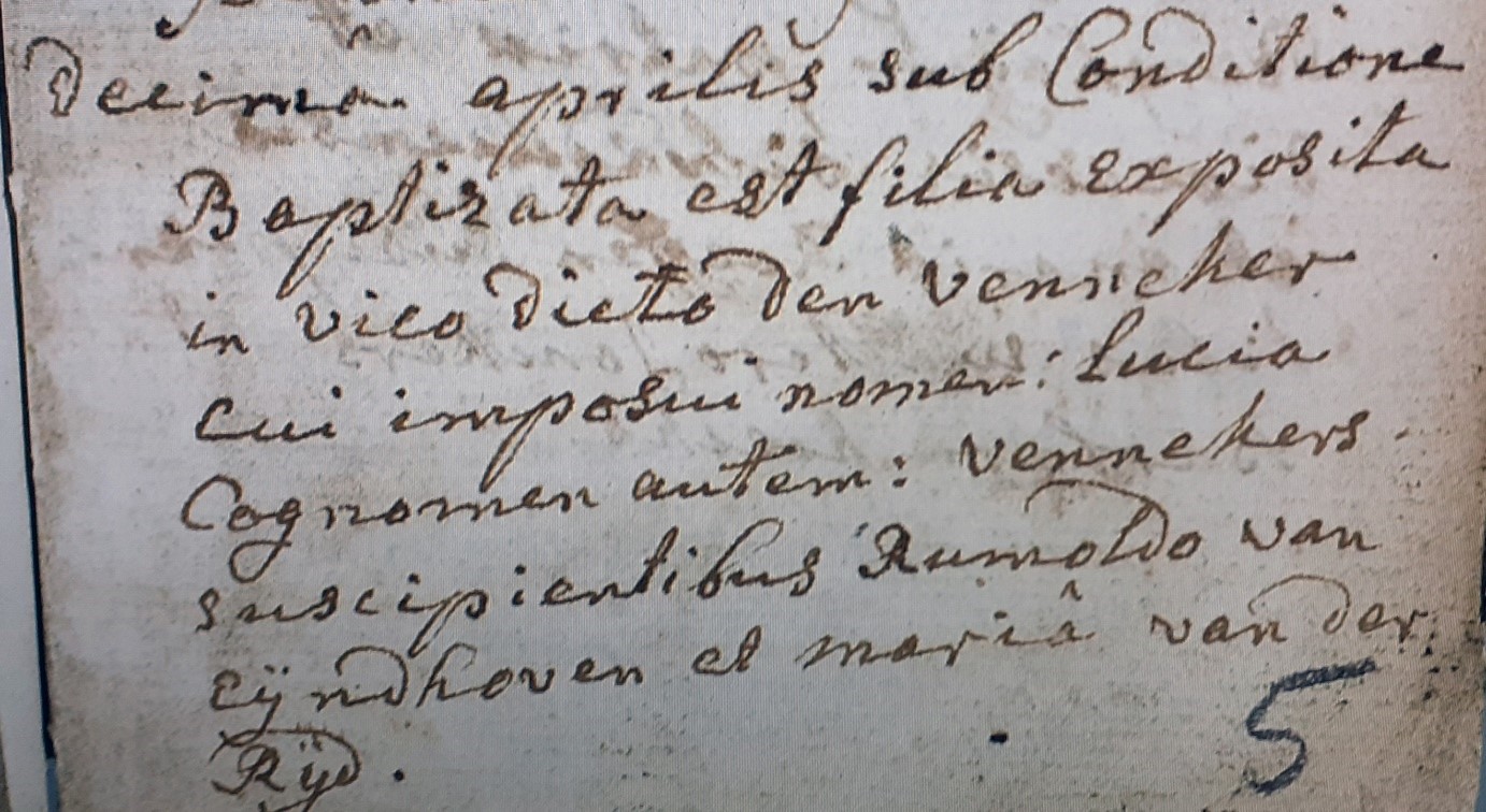Een extract van de doopakte van 19 april 1771