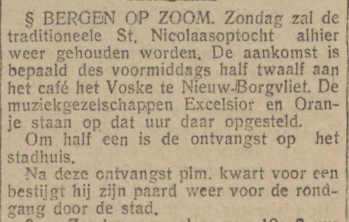 Intocht Sinterklaas (bron: De Volkskrant, 27 nov. 1924)