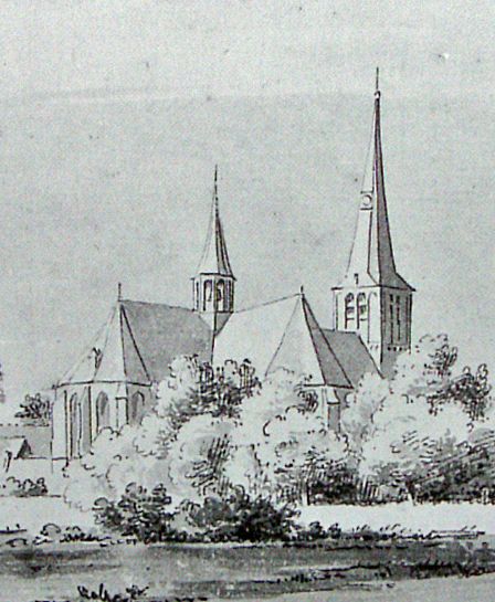 Osse kerk op tekening van Cornelis Pronck 1732
