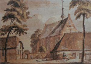 De Matthiaskapel in 1743, tekening van Jan de Beijer