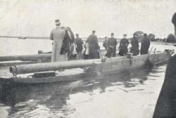 Maart 1906: Koninin Wilhelmina bekijkt vanaf de Thoolsche pont de overstromingen