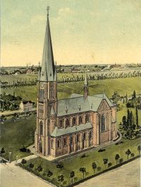 Wanroij, tekening van de in 1910 nieuw te bouwen kerk