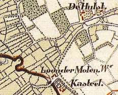 De molen op een kaart uit 1838