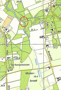 Locatie van de molen op een kaart uit 2003