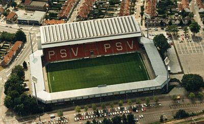 PSV-stadion aan de Frederiklaan, 1989. Foto: RHC Eindhiven, nr. 0220008.