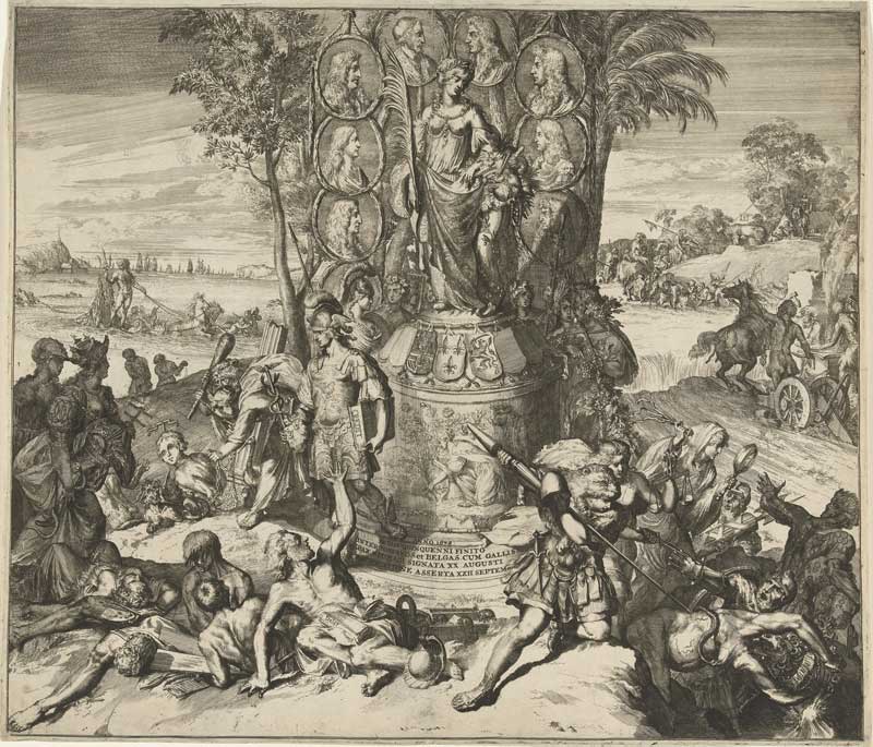 Romeyn de Hooghe, Allegorie op ratificatie van de Vrede van Nijmegen, 1678 (bron: Rijksmuseum, RP-P-OB-67.740)