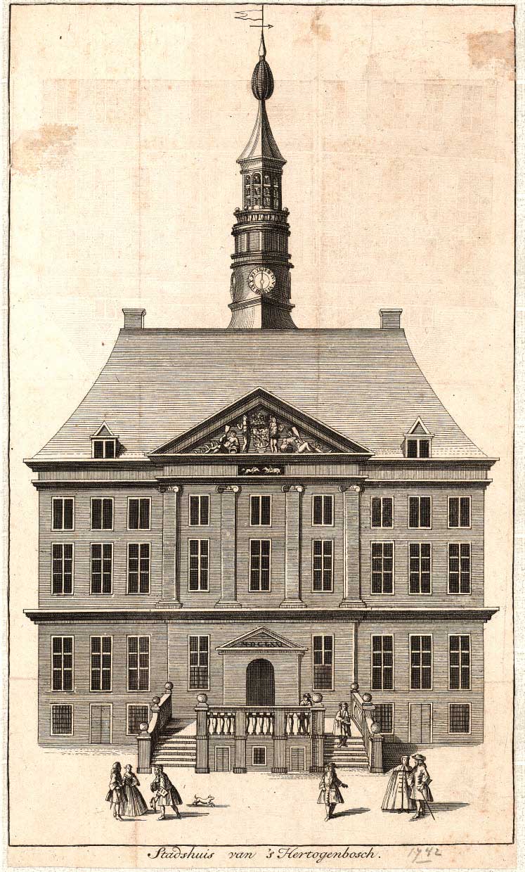 Het stadhuis in 's-Hertogenbosch, 1742 (Erfgoed 's-Hertogenbosch, fotonr. 0000502)