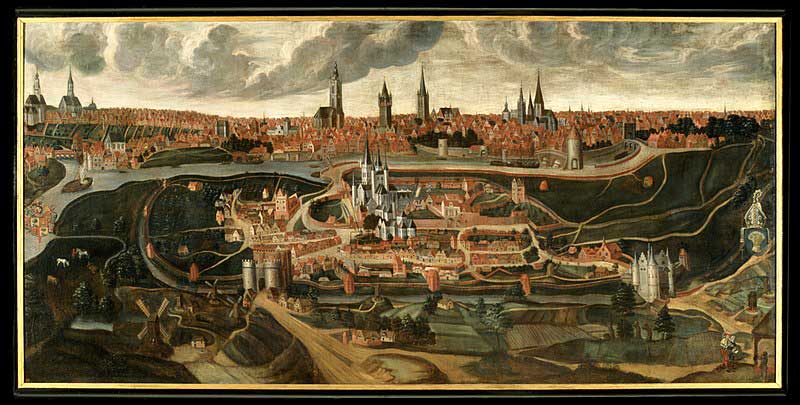 Lucas d'Heere, Zicht op Gent, 1540 (gemaakt in 1564). Bron: Wikimedia Commons (foto: Evadeco; CC BY-SA 4.0)