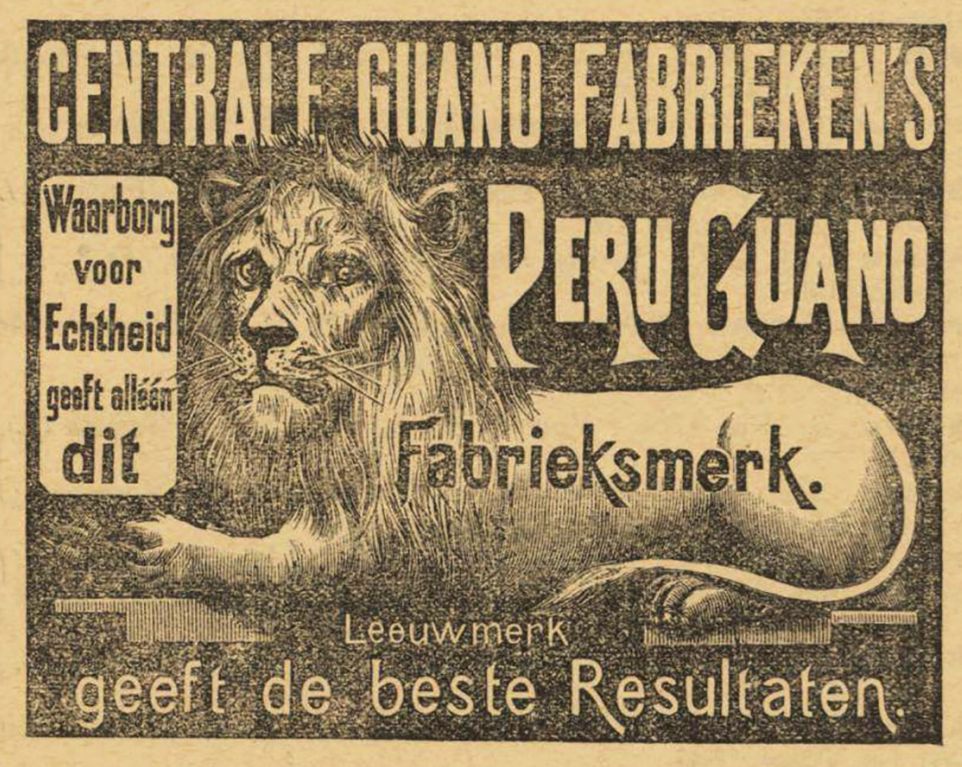 BIJSCHRIFT: Advertentie voor de meststof guano uit de krant Tubantia (1897)