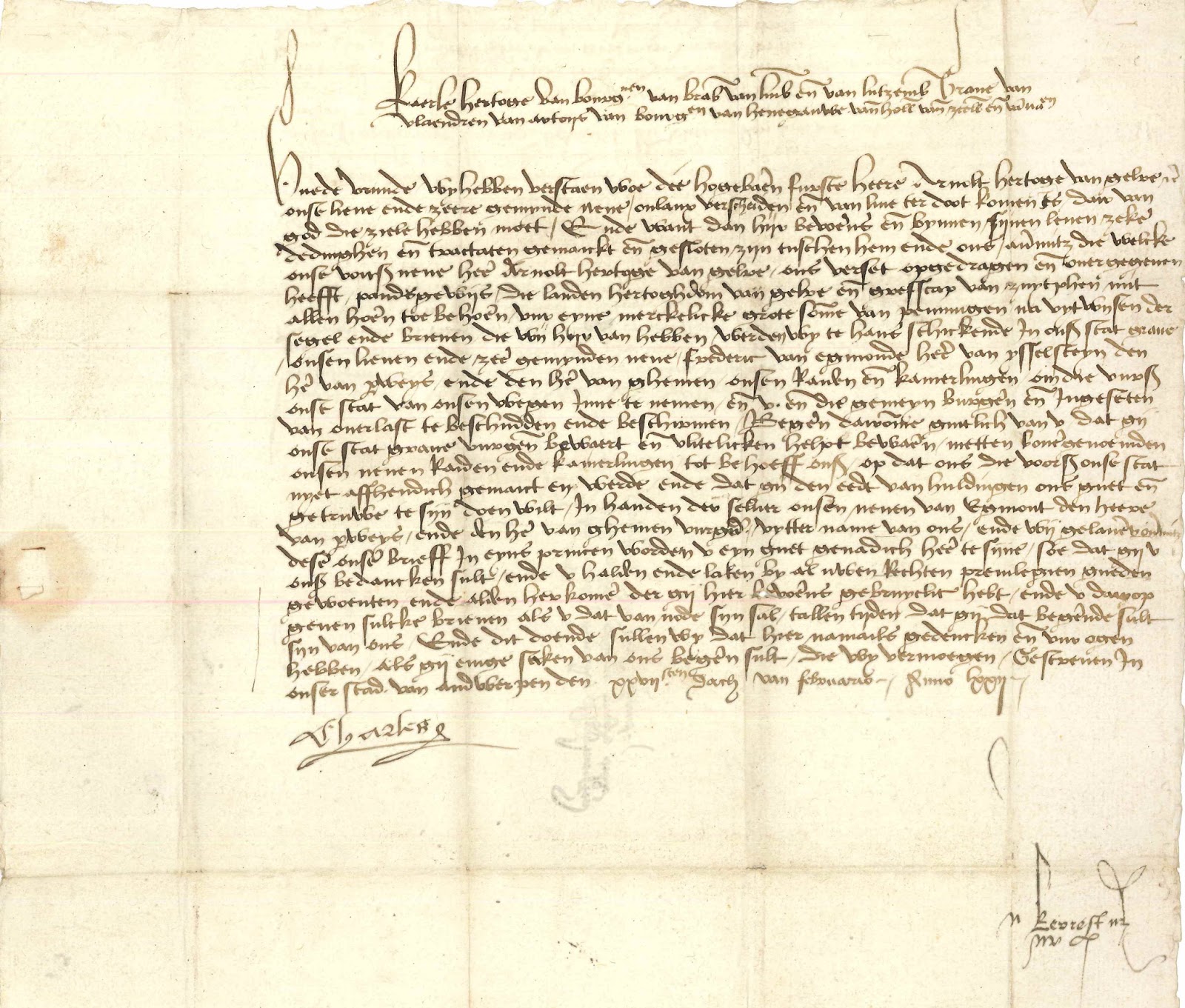 Karel de Stoute stelt zich voor als nieuwe heer van Grave in 1473.
