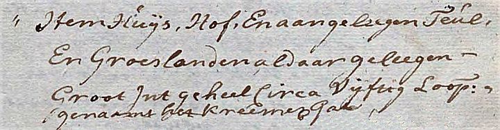 Het Kreemersgat in de inventarislijst van 1789