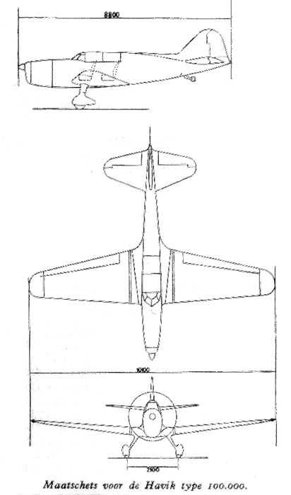 Maatschets van het sportvliegtuig (bron: Vliegwereld, 1946)