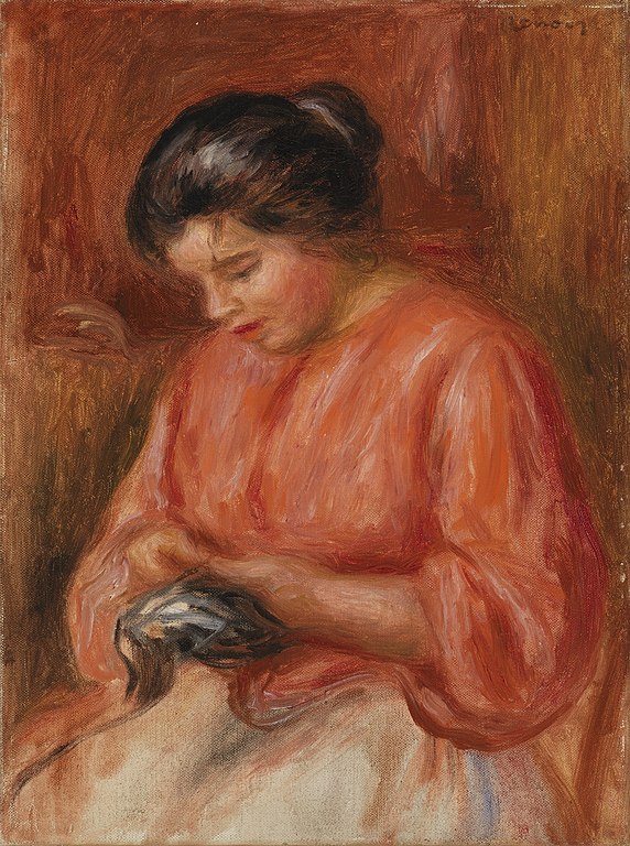 Pierre Renoir, Meisje aan het stoppen (Bron: coll. Barnes Foundation via Wikimedia Commons. Publiek Donein))