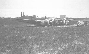 De Fokker G-1 van Buwalda na zijn noodlanding