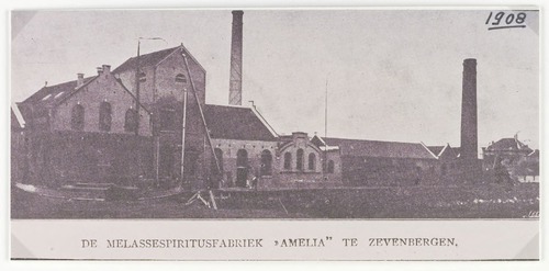 RAW014002246 - De melassespiritusfabriek Amelia aan de Huizersdijk, 1908